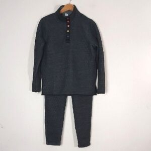Marine Layer Corbet Set Quilted Pullover Sweater Reversible Grey Size Small